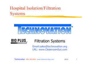 Hospital Isolation/Filtration Systems