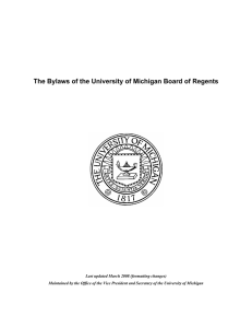 BYLAWS OF THE UNIVERSITY OF MICHIGAN BOARD OF REGENTS