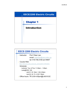 Chapter 1 Introduction EECS 2200 Electric Circuits