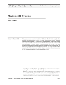 Modeling RF Systems - The Designer`s Guide Community