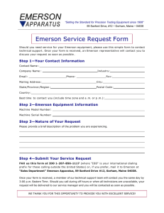 Emerson Service Request Form