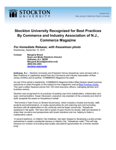 Stockton University Recognized for Best Practices By Commerce