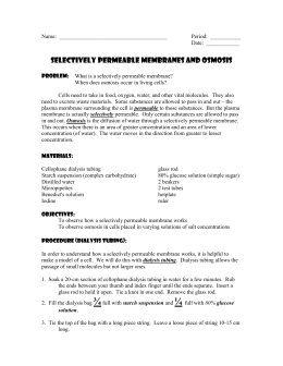 Osmosis & Diffusion Lab – Dialysis Tubing