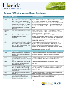 Common FSA System Message IDs and Descriptions