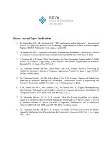 Recent Journal Paper Publications - REVA Institute of Technology