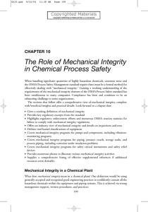 The Role of Mechanical Integrity in Chemical Process Safety