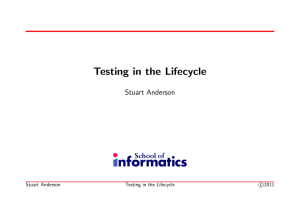 Testing in the Lifecycle