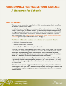 PROMOTING A POSITIVE SCHOOL CLIMATE: A Resource for