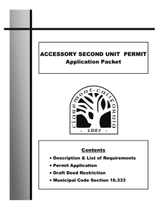 ACCESSORY SECOND UNIT PERMIT Application Packet