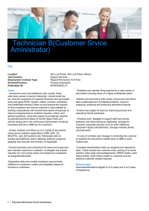 Technician B(Customer Srvice Aministrator)