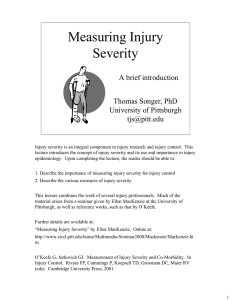 Measuring Injury Severity - University of Pittsburgh