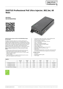 DIGITUS Professional PoE Ultra Injector, 802.3at, 60 Watt