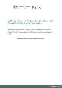 AQTF Essential Conditions and Standards for Continuing Registration