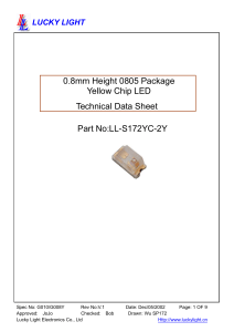 Part No:LL-S172YC-2Y 0.8mm Height 0805 Package Yellow Chip