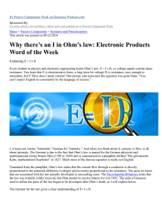 Why there`s an I in Ohm`s law: Electronic Products Word