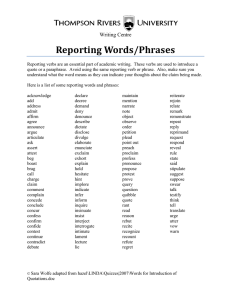 Reporting Words/Phrases