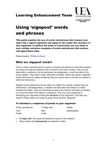 Using `signpost` Words and Phrases