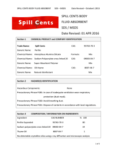 SPILL CENTS BODY FLUID ABSORBENT SDS / MSDS Date