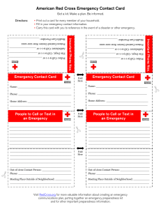 American Red Cross Emergency Contact Card