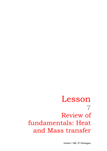 Review of fundamentals: Heat and Mass transfer