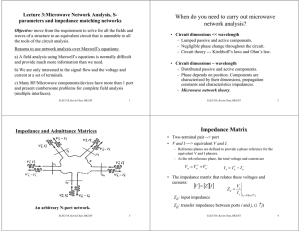 Microwave Network Analysis, S-parameters, and impedance matching