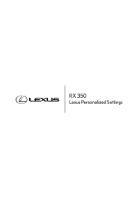 RX 350 Lexus Personalized Settings