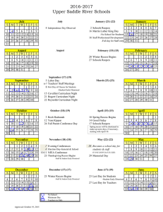 2016-2017 District Holiday Calendar