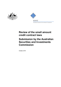 ASIC submission to Review of small amount credit contract laws