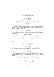 Complex numbers - Department of Mathematics