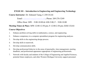 ENGR 101 – Introduction to Engineering and Engineering