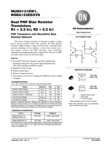 Dual PNP Bias Resistor Transistors R1 = 2.2 kΩ, R2 = 2.2 kΩ