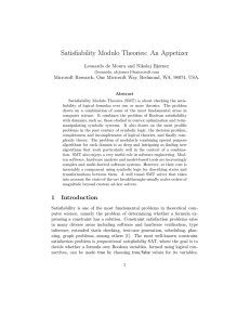 Satisfiability Modulo Theories: An Appetizer