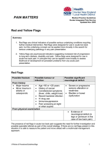 red and yellow flags in persistent pain