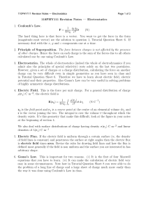 110PHY111 Revision Notes — Electrostatics 1. Coulomb`s Law. F