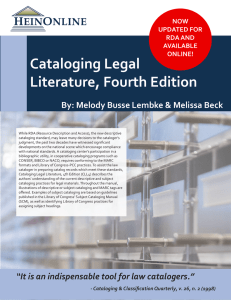 Cataloging Legal Literature, Fourth Edition