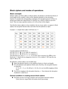 Block ciphers and modes of operations