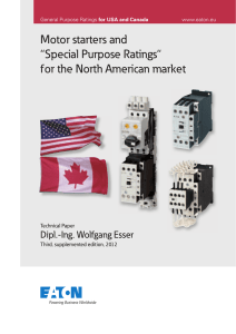 Motor starters and “Special Purpose Ratings“