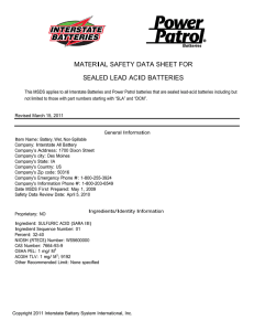 material safety data sheet for sealed lead acid batteries