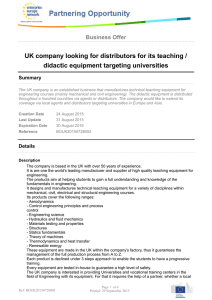 UK company looking for distributors for its teaching / didactic