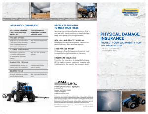 the New Holland Physical Damage Insurance