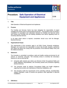 Procedure: Safe Operation of Electrical Equipment and Appliances