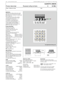 Product data sheet Recessed ceiling luminaire 12 199.1 3