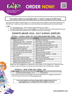 Grade 4 Order Form and Supply List
