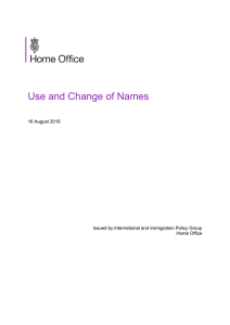 use and change of names