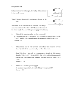 For Question 6-8 In the circuit shown on the right, the reading of the