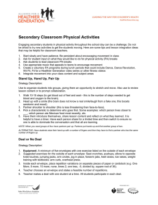 Secondary Classroom Physical Activity Ideas