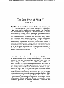 The Last Years of Philip V - Greek, Roman, and Byzantine Studies