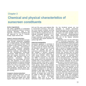 Chemical and physical characteristics of sunscreen