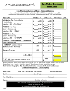 Ticket Purchase Summary Sheet – Reserved Seating #____@$210