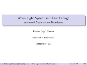 When Light Speed Isn`t Fast Enough - Advanced